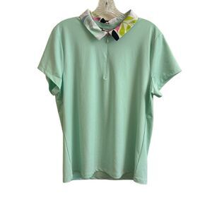 Tommy Bahama Golf Women’s Polo Quarter Zip Short Sleeves Tropical Collar Mint XL